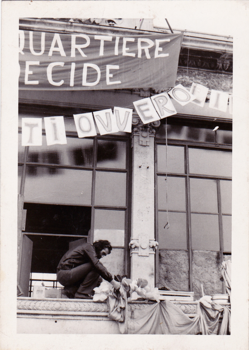 Durante l'occupazione della Palazzina Liberty, Milano, 1974